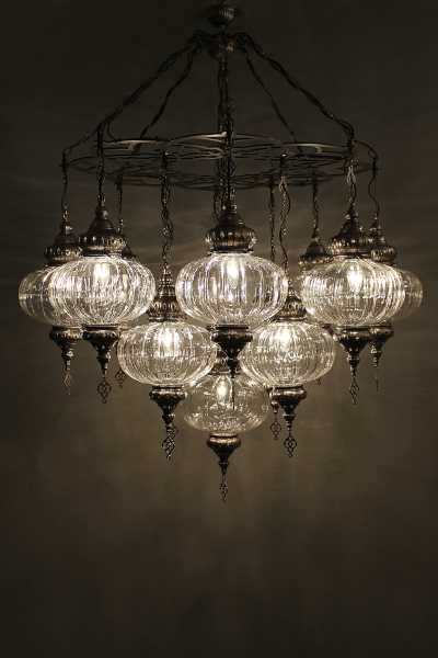 Unique Special Edition Chandelier with 13 Pyrex Glasses